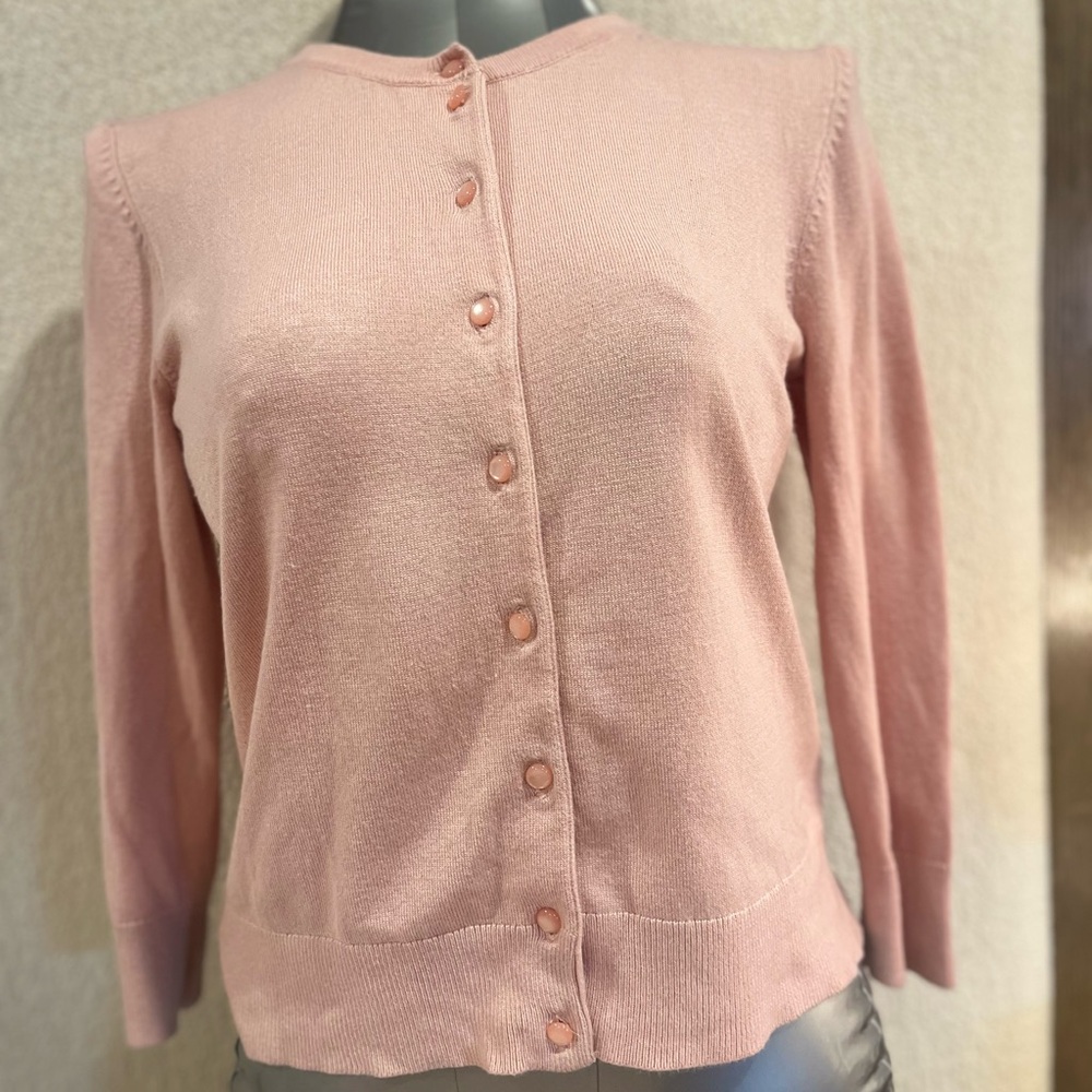 Cable & Gauge Blush Pink Button-Up Cardigan Sweater